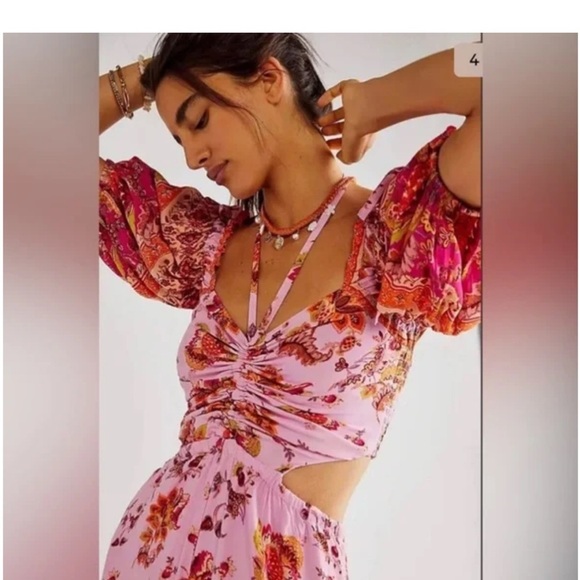 Free People Bali Citrus Skies One Piece Wide Leg Jumpsuit Size Extra Small NWT - Picture 4 of 8